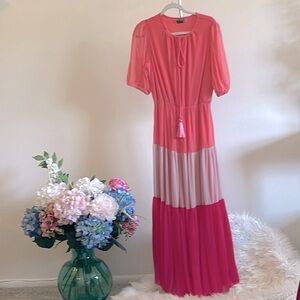 Taylor Colorblock Tassel accent mesh maxi dress size 10